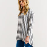 Cairo Tunic Bamboo Top - Mono Stripe