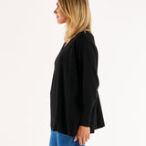 Destiny Relaxed V-Neck Lightweight Knit Jumper - Black