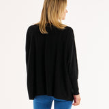 Destiny Relaxed V-Neck Lightweight Knit Jumper - Black