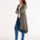 Byron Loose Long Sleeve 100% Australian Cotton Cardigan - Ash Green
