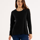 Sydney 100% Australian Cotton Relaxed Trapeze Basic Long Sleeve Tee - Black