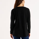 Sydney 100% Australian Cotton Relaxed Trapeze Basic Long Sleeve Tee - Black