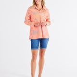 Camden Cotton Shirt - Tangerine Stripe