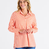 Camden Cotton Shirt - Tangerine Stripe