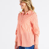 Camden Cotton Shirt - Tangerine Stripe