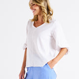 Elanora Linen Blouse - White