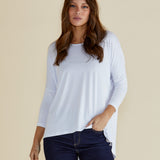 Milan 3/4 Sleeve Top - White