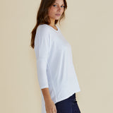 Milan 3/4 Sleeve Top - White