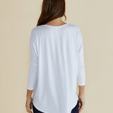 Milan 3/4 Sleeve Top - White