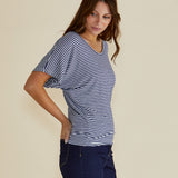 Maui Tee - Navy Blue/White Stripe