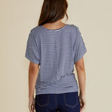 Maui Tee - Navy Blue/White Stripe