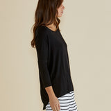 Milan 3/4 Sleeve Top - Black