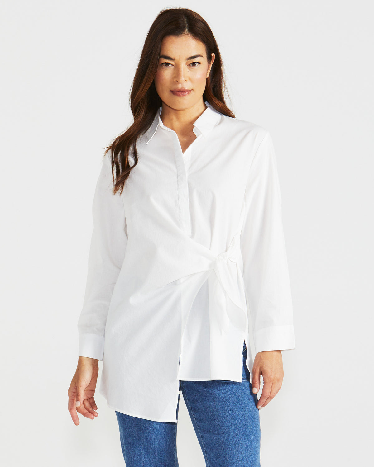 Betty Basics Shellie Poplin Shirt (White) main image 0