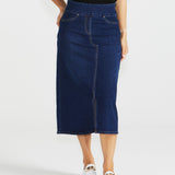 Shelby Stretch Denim Skirt - Midnight Denim