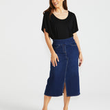 Shelby Stretch Denim Skirt - Midnight Denim