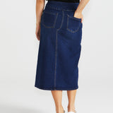 Shelby Stretch Denim Skirt - Midnight Denim