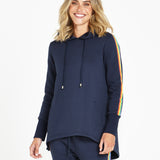 Huntington Stripe Hoodie - Dark Blue Rainbow