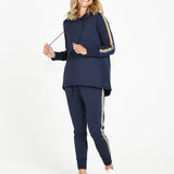 Huntington Stripe Hoodie - Dark Blue Rainbow