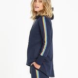 Huntington Stripe Hoodie - Dark Blue Rainbow