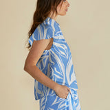 Lyra Blouse - Blue Abstract Print