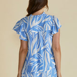 Lyra Blouse - Blue Abstract Print