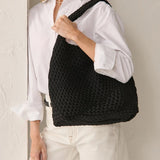 L&S Layla Woven Tote Bag - Black