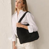 L&S Layla Woven Tote Bag - Black