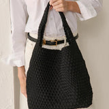 L&S Layla Woven Tote Bag - Black