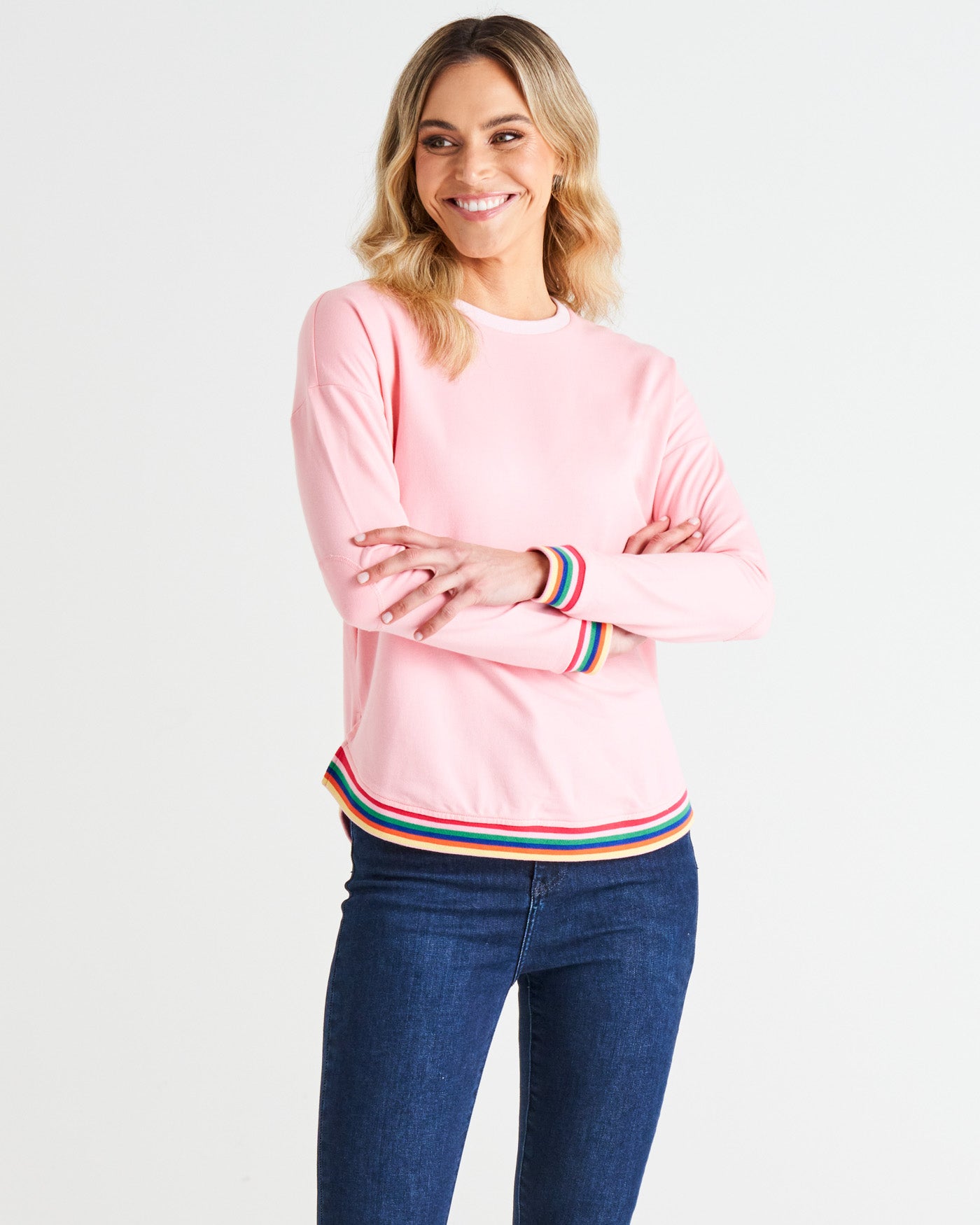 Lucy Crew Neck French Terry Cotton Sweat - Baby Pink