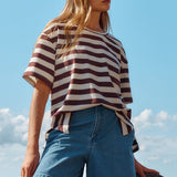 Relax Boxy Tee - Brown Stripe