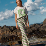 Brooke Bias Skirt - Green/Pink Stripe