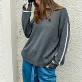 Contrast Stitch Sweater - Charcoal