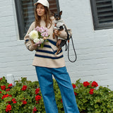 Camryn Sweater - Navy/Cream/Gold Stripe