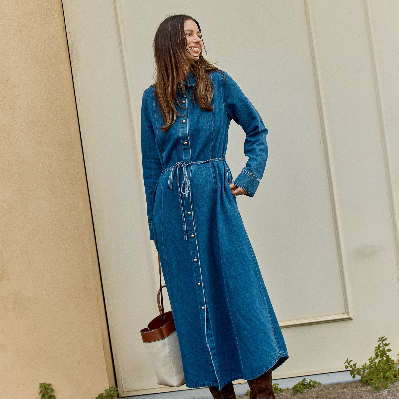 Shift Denim Shirt Dress - Dusty Print | Betty Basics