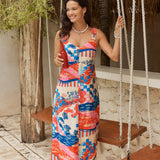 Sunset Tiered Maxi Dress - Mediterranean Print