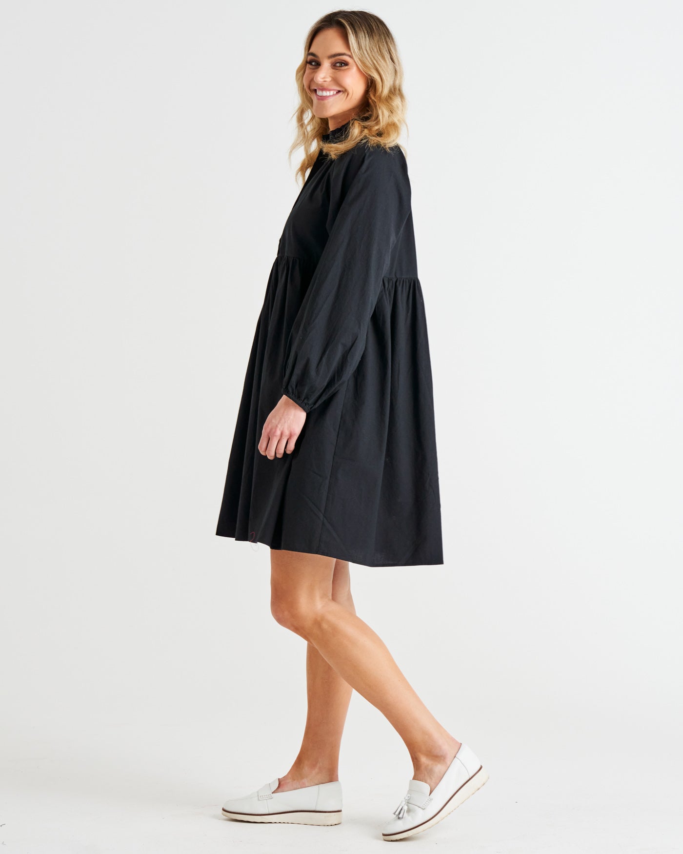 Cottage Relaxed Cotton Dress - Black