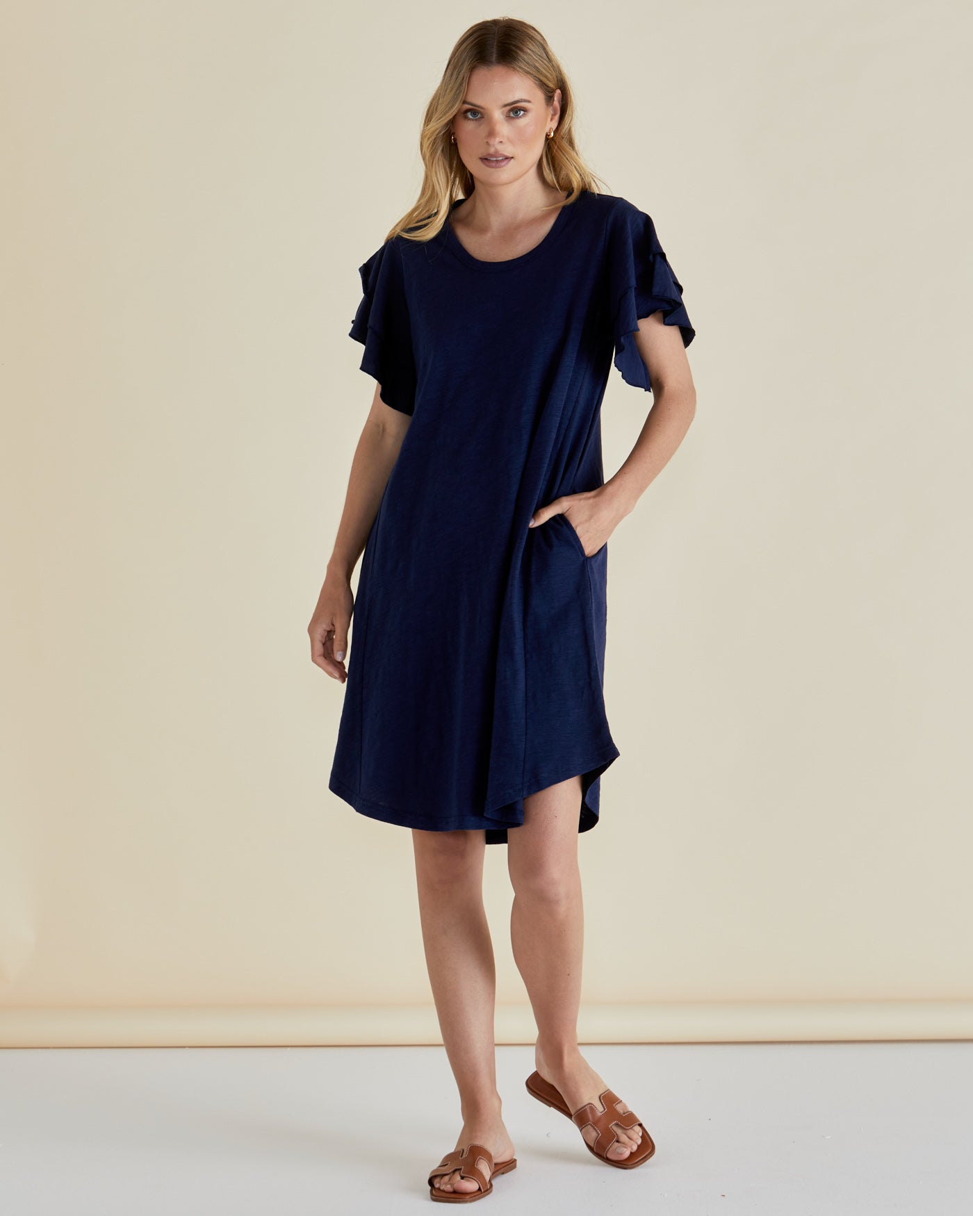 Sydney Tee Dress Navy – Betty Basics - Main Image