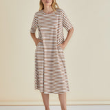 Bronte Dress - Beige Stripe