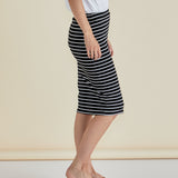Alicia Midi Skirt - Black / White Stripe