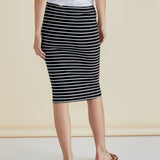 Alicia Midi Skirt - Black / White Stripe