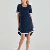 Nyree Dress - Navy/White Ric Rac