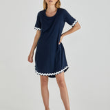 Nyree Dress - Navy/White Ric Rac