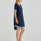Nyree Dress - Navy/White Ric Rac