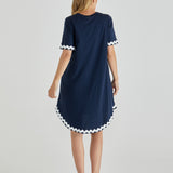 Nyree Dress - Navy/White Ric Rac