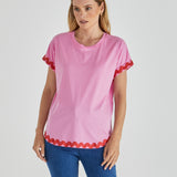 Sunny Tee - Red/Pink Ric Rac