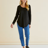 Megan Long Sleeve Top - Black