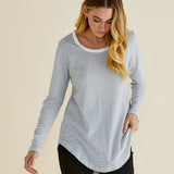Megan Long Sleeve Top - White / Black Stripe