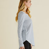 Megan Long Sleeve Top - White / Black Stripe