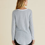 Megan Long Sleeve Top - White / Black Stripe