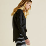 Jade Drop-Crotch Pants - Black / White Stripe